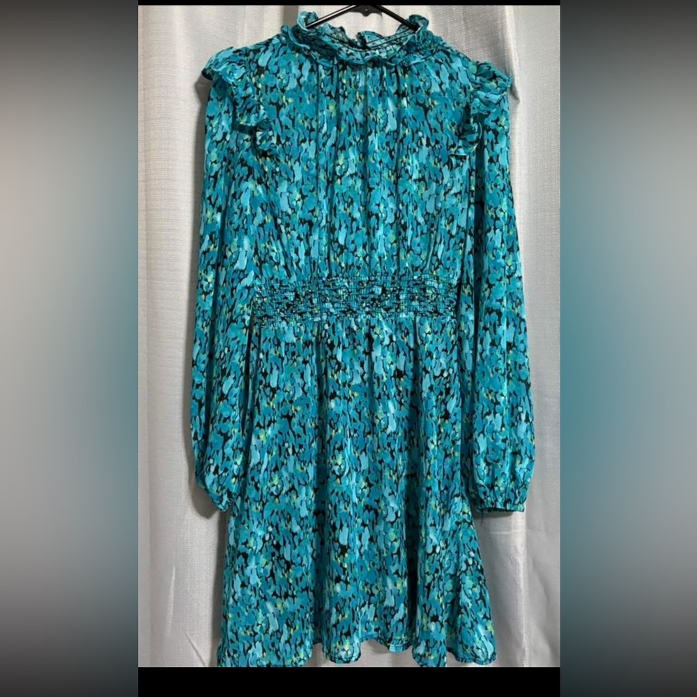 Blue Floral Long Sleeve Dress